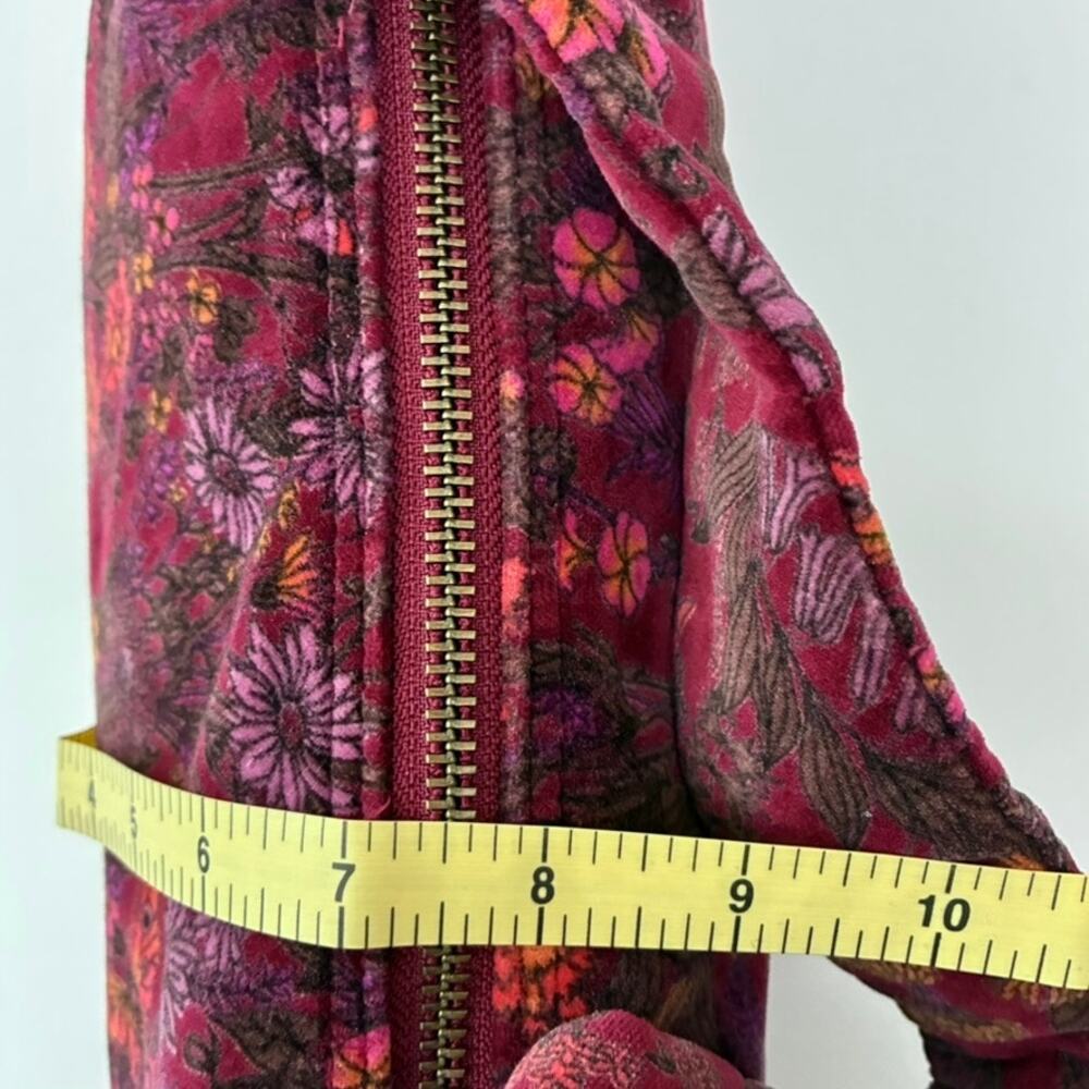 Vtg Y2K Gap Burgundy Floral Small Velvet Hobo Shoulder Bag - Boho - Whimsigoth - Picture 9 of 11